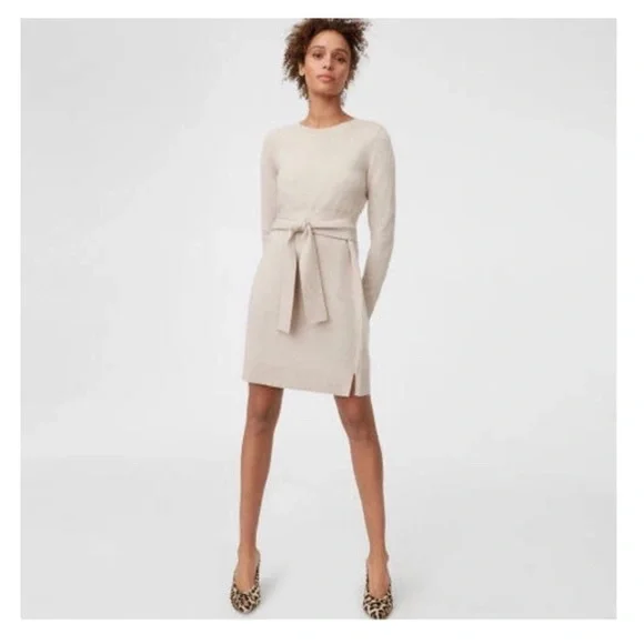 Club Monaco | Dresses | Club Monaco Size S Beige Tie Waist Sweater Dress  With Wool Cashmere | Poshmark